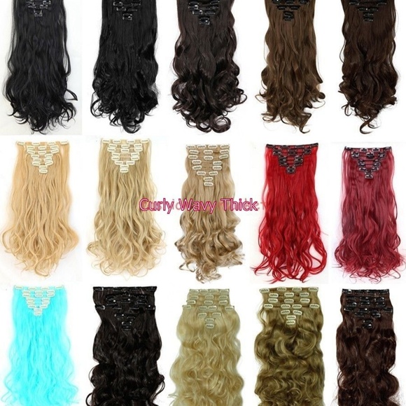 Brand New 24" Curly Wavy #99J Wine Red Hair Extension A Set Of 8 Pieces 18 Clips - Picture 5 of 6